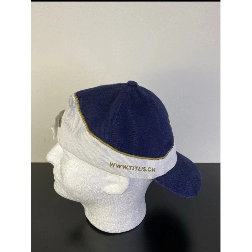 TITLIS Engelberg Cosmos Hat OS Blue White Gold Embroidery Switzerland Polydono